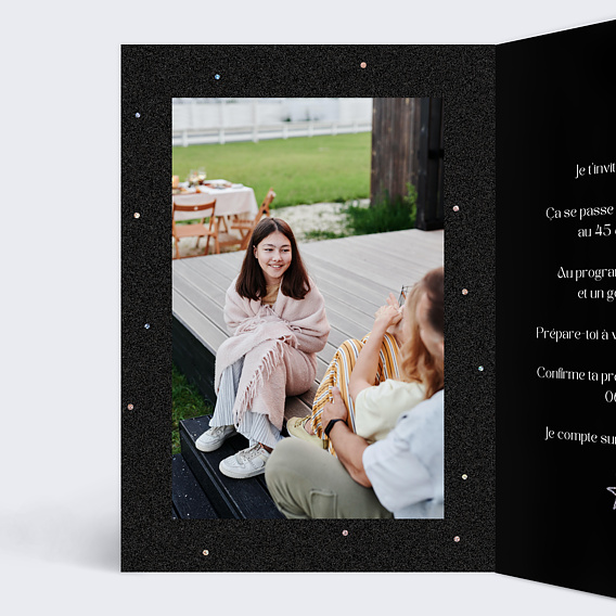 Invitation anniversaire enfant Silver Star Intérieur Gauche