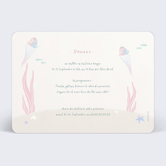 Invitation Anniversaire Enfant Monde des Sirènes