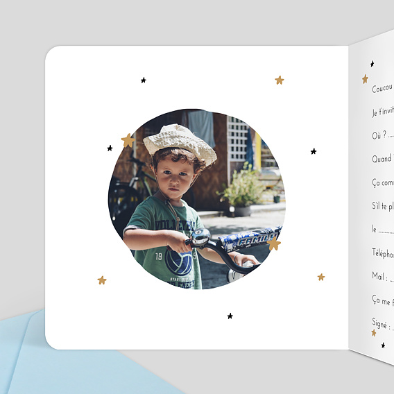 Invitation anniversaire enfant Petit Astronaute Intérieur Gauche
