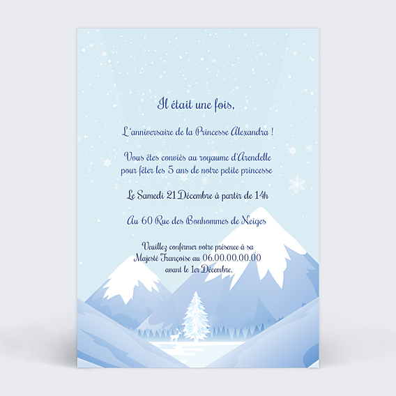 Invitation Anniversaire Enfant Reine des Neiges