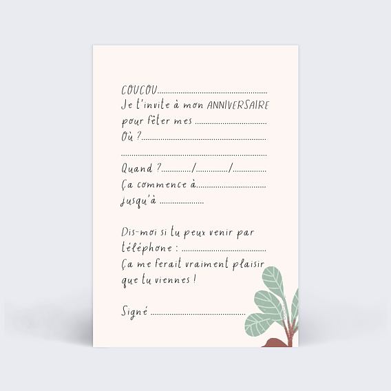 Invitation anniversaire enfant Grand Dinosaure Verso