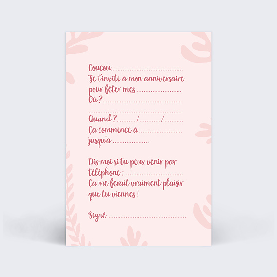 Invitation anniversaire enfant Jolie Sirène Verso