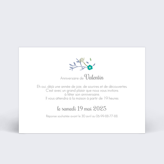 Invitation anniversaire enfant Liberty Verso