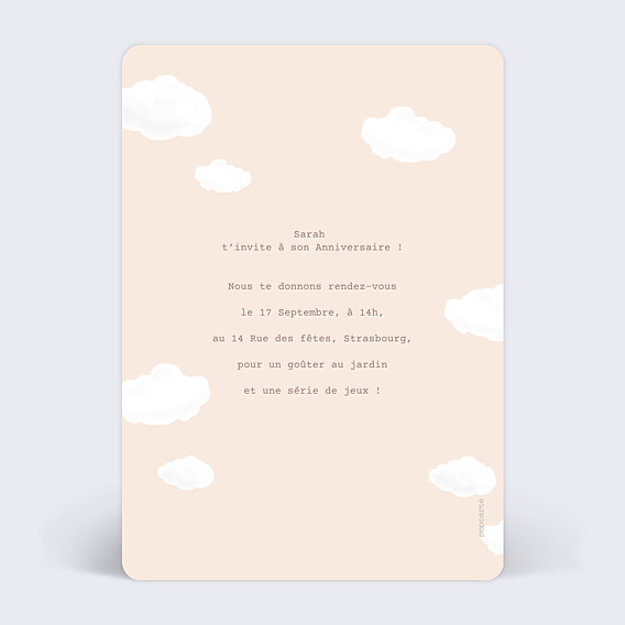 Invitation Anniversaire Enfant Nuage Arc-en-ciel