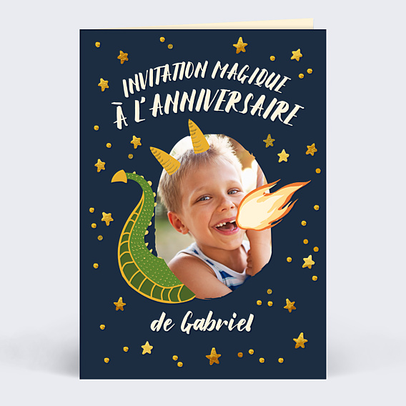 Invitation anniversaire enfant Dragon Photo