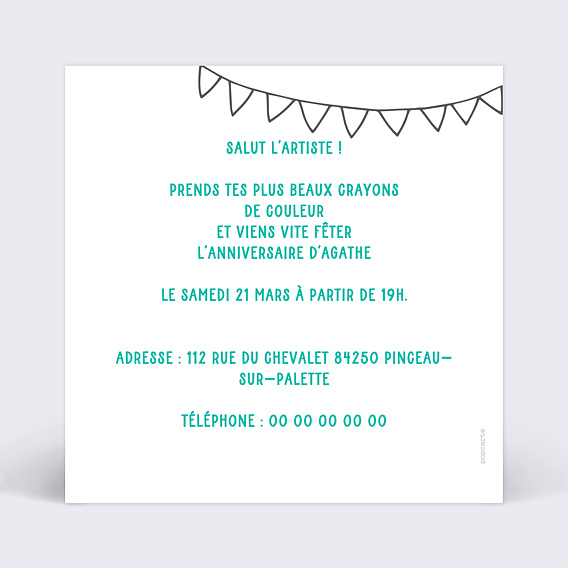 Invitation anniversaire enfant Coloriage Gâteau Verso