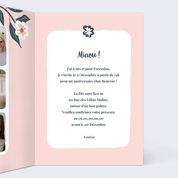 Invitation Anniversaire Enfant Petit Chat