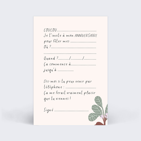 Invitation Anniversaire Enfant Grand dinosaure rose