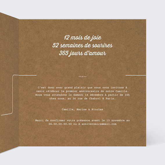 Invitation Anniversaire Enfant Timeline Kraft