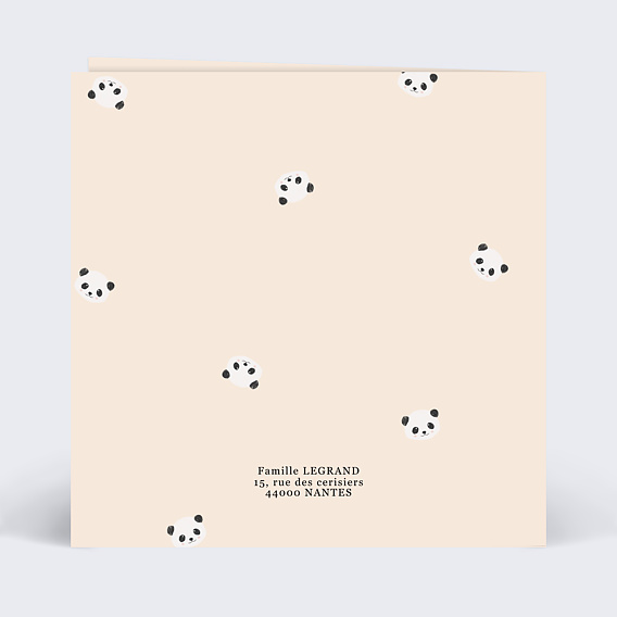 Invitation anniversaire enfant Pattern Panda Verso