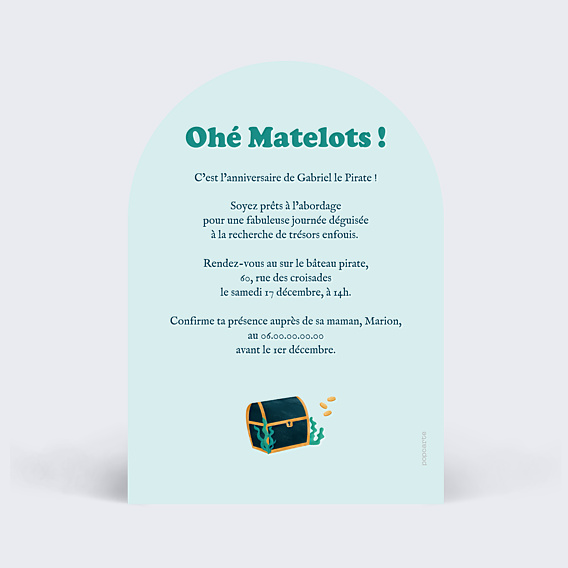 Invitation Anniversaire Enfant Symbole Pirates