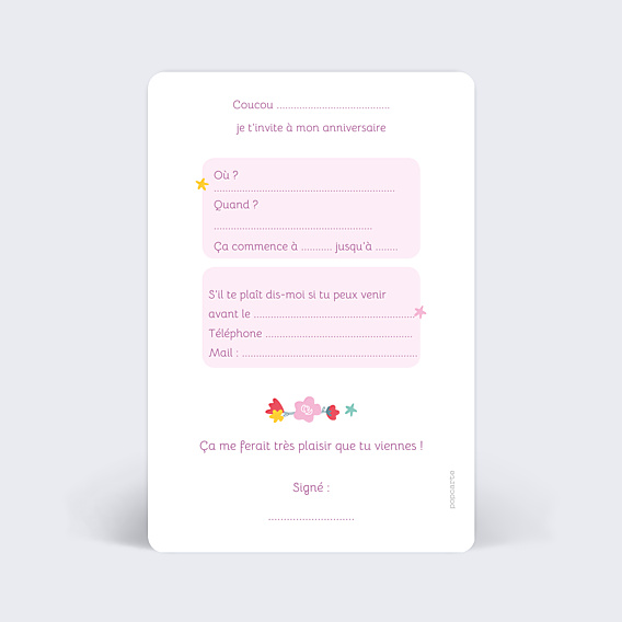 Invitation Anniversaire Enfant Licorne arc en ciel