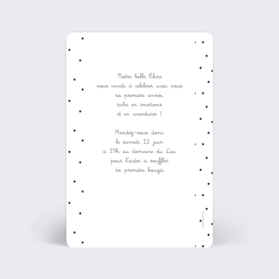 Invitation anniversaire enfant Etoiles Verso
