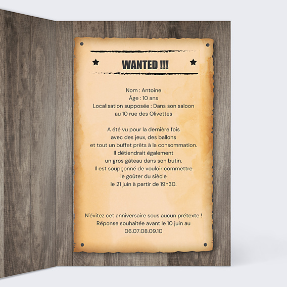 Invitation Anniversaire Enfant Wanted