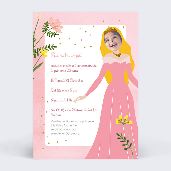 Invitation anniversaire enfant Château Féerique Verso