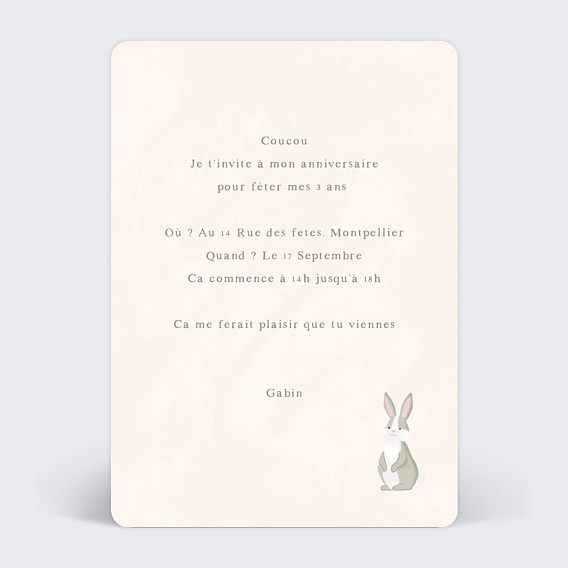 Invitation anniversaire enfant Découverte en Forêt Verso