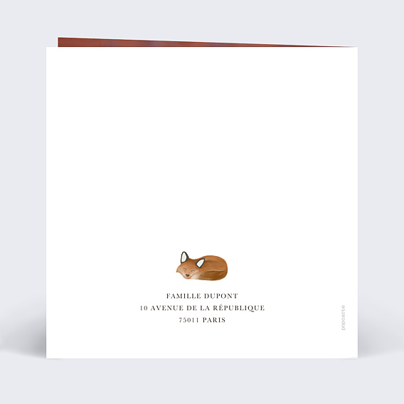 Invitation anniversaire enfant Couronne Renardeau Verso