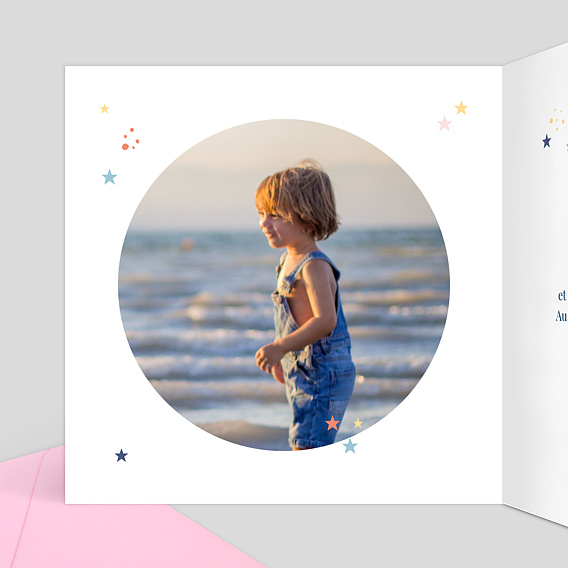 Invitation anniversaire enfant Petites Étoiles Intérieur Gauche