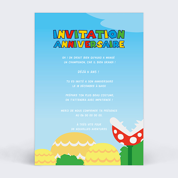 Invitation Anniversaire Enfant Monde d'Aventures