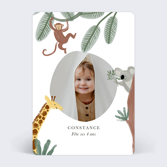 Invitation anniversaire enfant Amis de la jungle