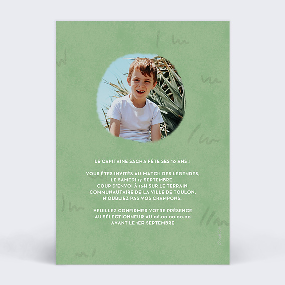 Invitation anniversaire enfant Crampons Verso