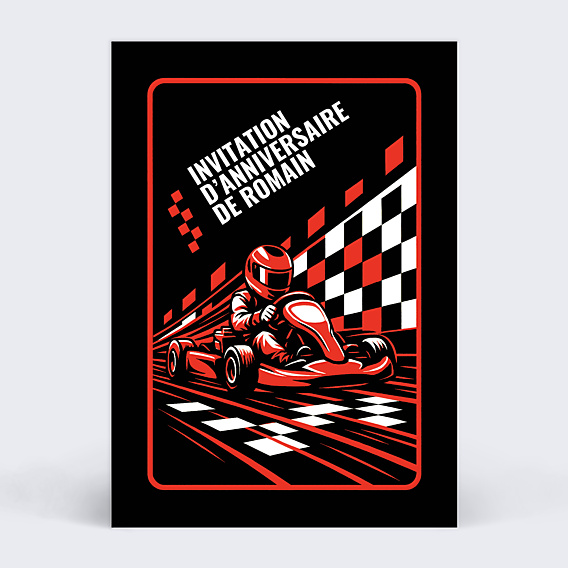 Invitation anniversaire enfant Ligne départ Kart