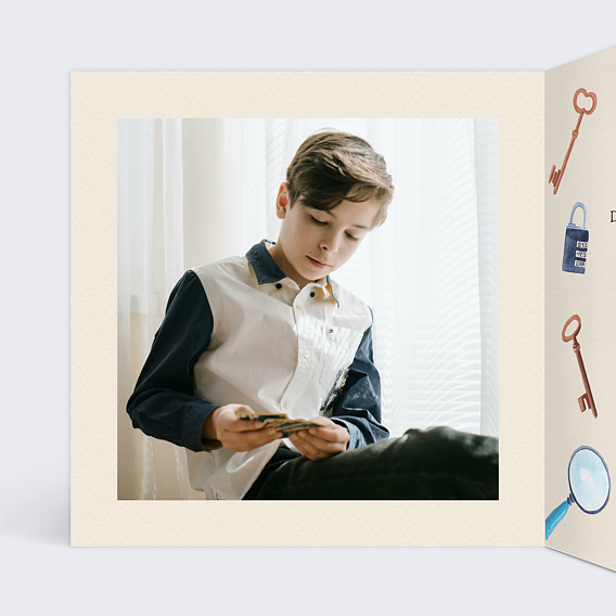 Invitation anniversaire enfant Escape Game Intérieur Gauche