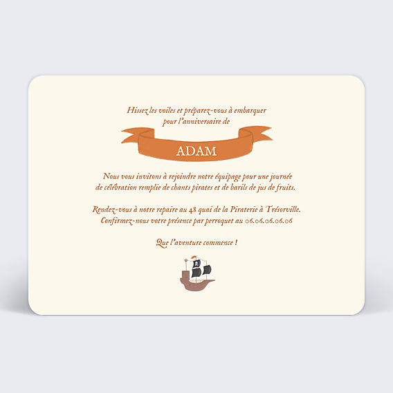 Invitation Anniversaire Enfant Grand Pirate