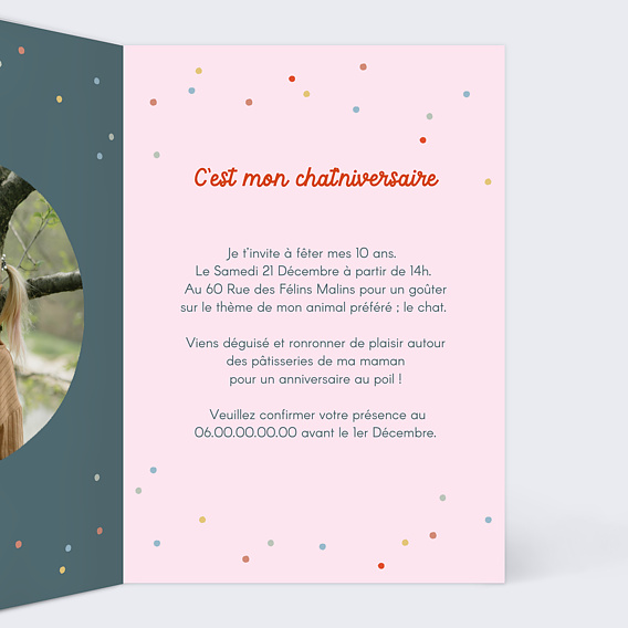 Invitation Anniversaire Enfant Chat Festif