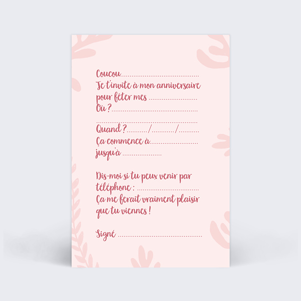 Invitation Anniversaire Enfant Jolie Sirène Verso