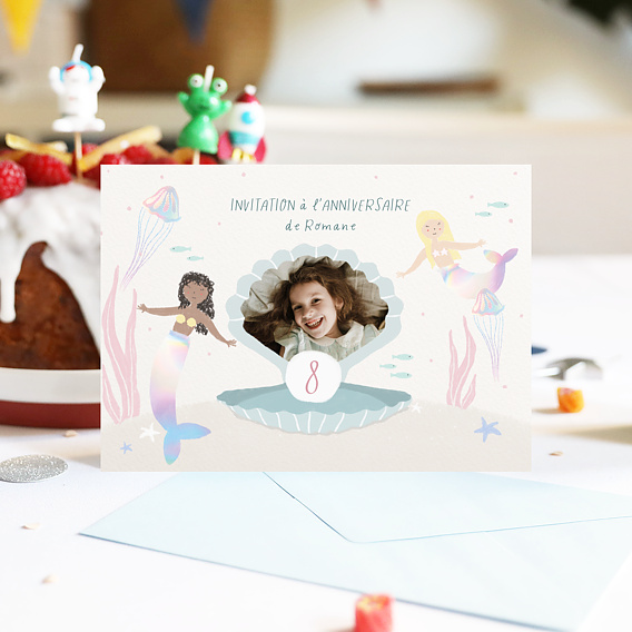 Invitation anniversaire enfant Monde des Sirènes Après 4
