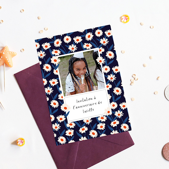 Invitation anniversaire enfant Pâquerettes Après 4