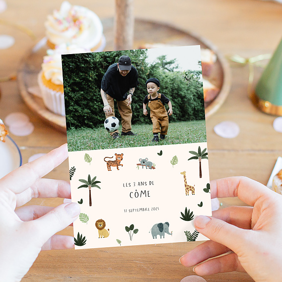 Invitation anniversaire enfant Petite Jungle Après 4