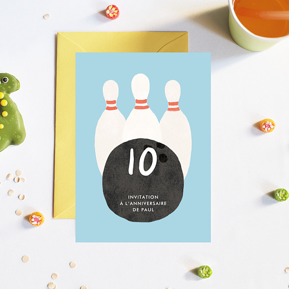 Invitation anniversaire enfant Quilles Après 4