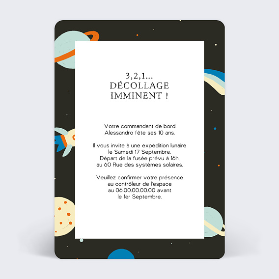 Invitation Anniversaire Enfant Cosmonaute