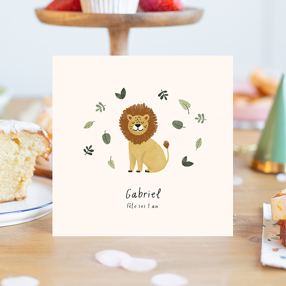 Invitation anniversaire enfant Petit Lion Après 4
