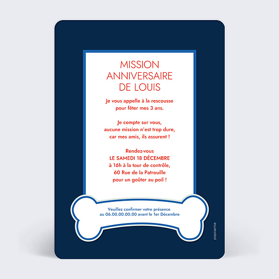 Invitation Anniversaire Enfant Patrouille Party