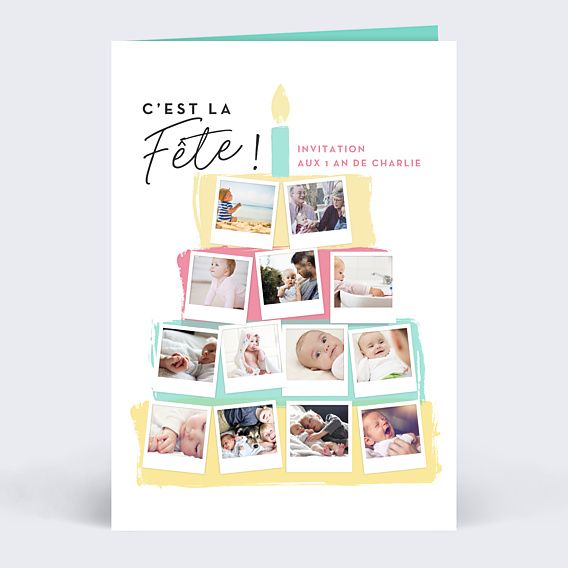 Invitation Anniversaire Enfant Gâteau d'Anniversaire