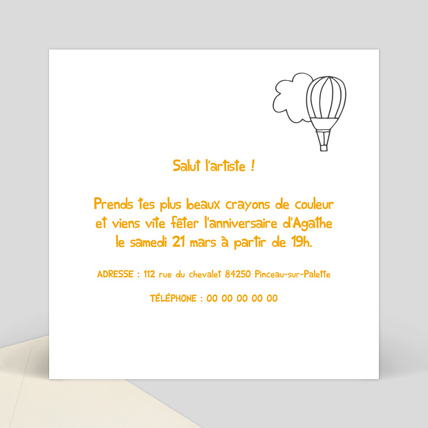 Carte d'invitation anniversaire coloriage fête foraine Verso