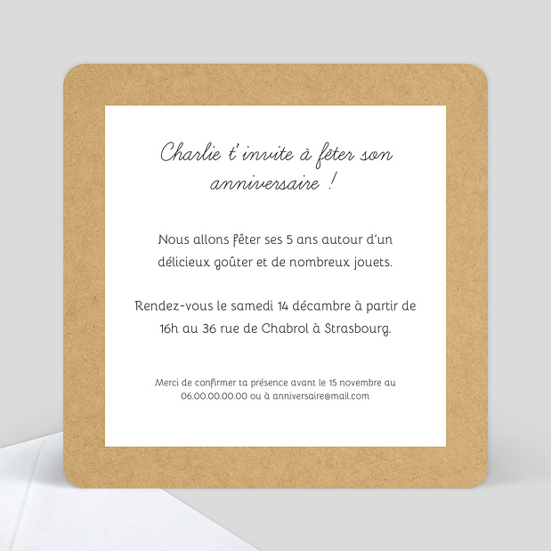 Carte Invitation Anniversaire Fanions Bucoliques Verso