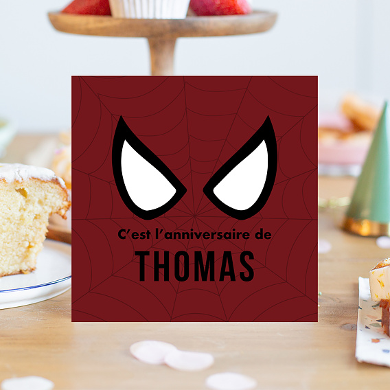 Invitation anniversaire enfant Masque Araignée Après 1