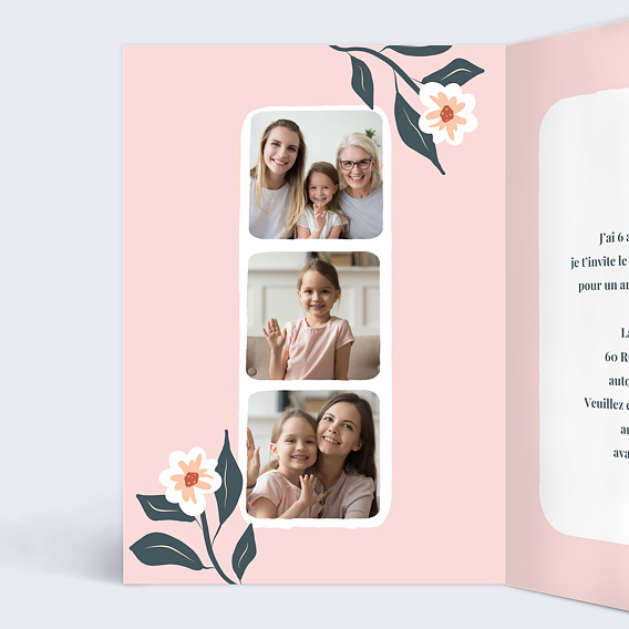 Invitation anniversaire enfant Petit Chat Intérieur Gauche