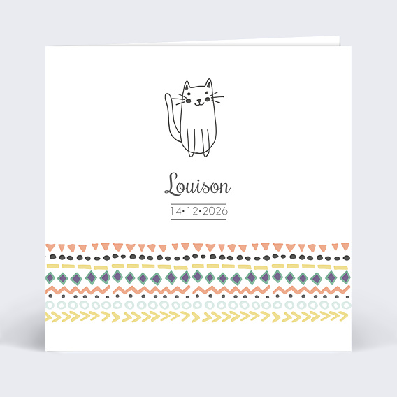 Invitation Anniversaire Enfant Petit chat au crayon