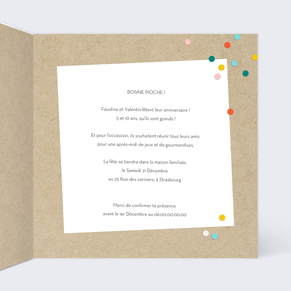 Invitation anniversaire enfant Jeu des 7 Familles Intérieur Droit