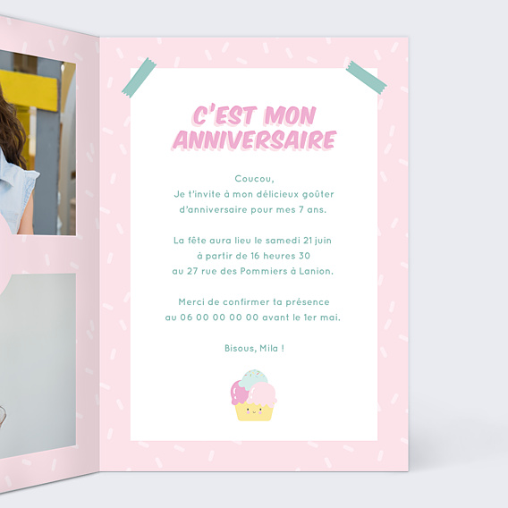 Invitation Anniversaire Enfant Cornet Festif