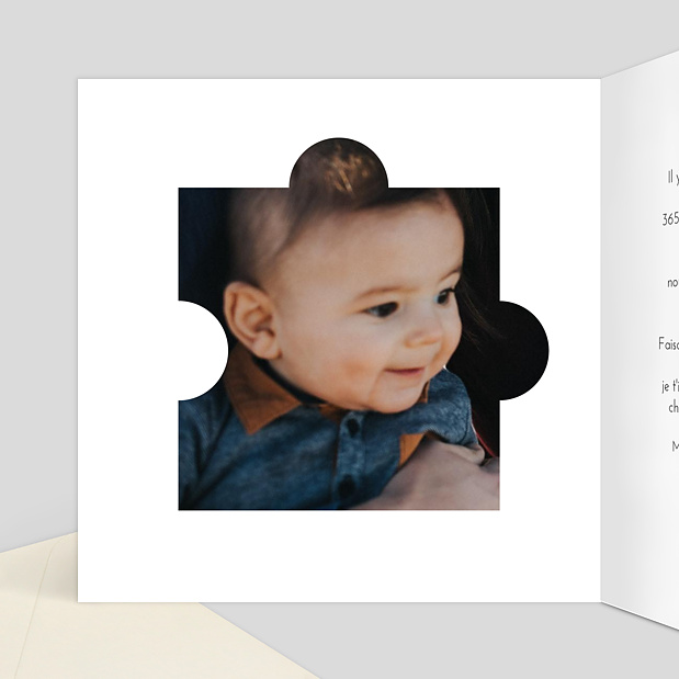 Carte d'Invitation Anniversaire Photo Puzzle Intérieur Gauche