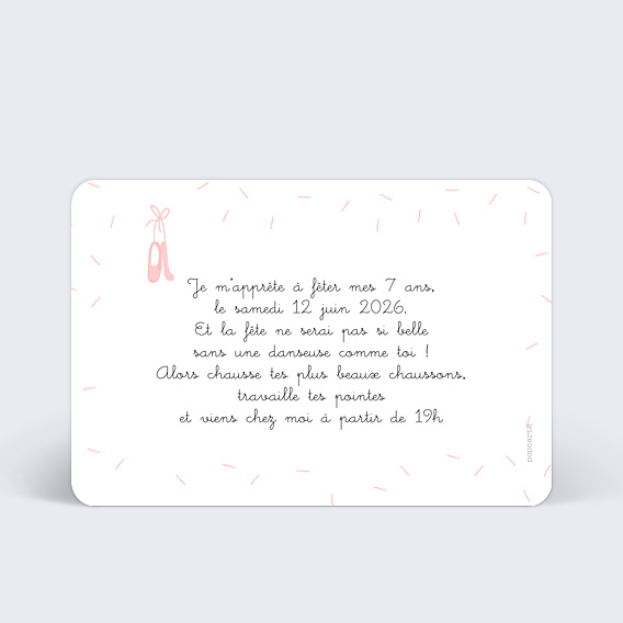 Invitation Anniversaire Enfant Danseuse