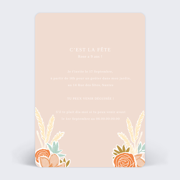 Invitation Anniversaire Enfant Joli Cheval Verso
