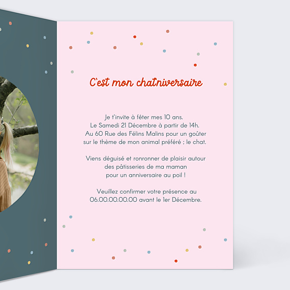 Invitation Anniversaire Enfant Chat Festif