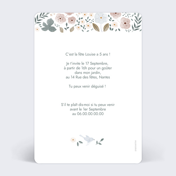 Invitation Anniversaire Enfant Frise Fleurie